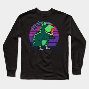 Vaporwave Green Indian Ringneck Dinosaur Long Sleeve T-Shirt